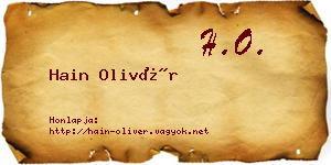 Hain Olivér névjegykártya